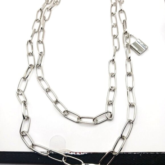 Double Layer Pants Or Wallet Silver Tone Chain 19" With Lock - Picture 6 of 9
